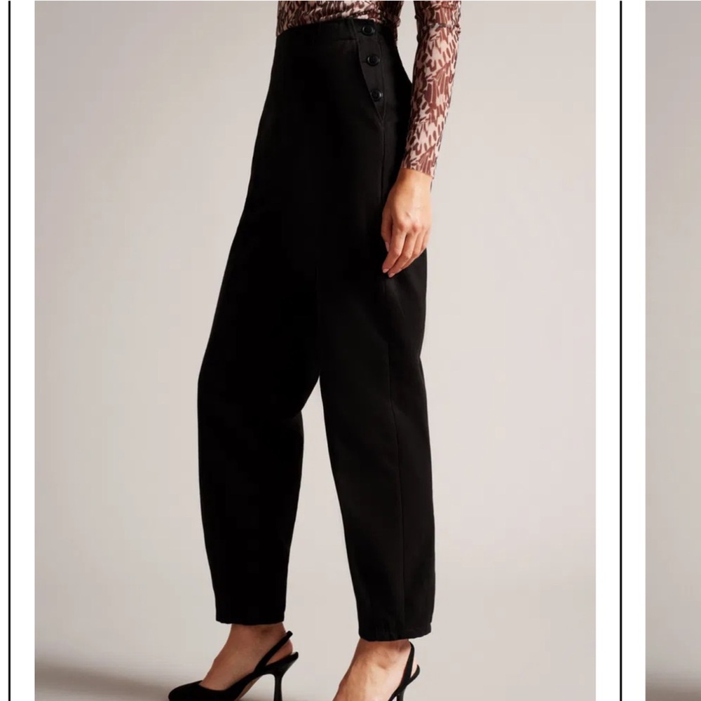 Ted Baker Eliona Barrel Trousers black dress pants with buttons on the sides and